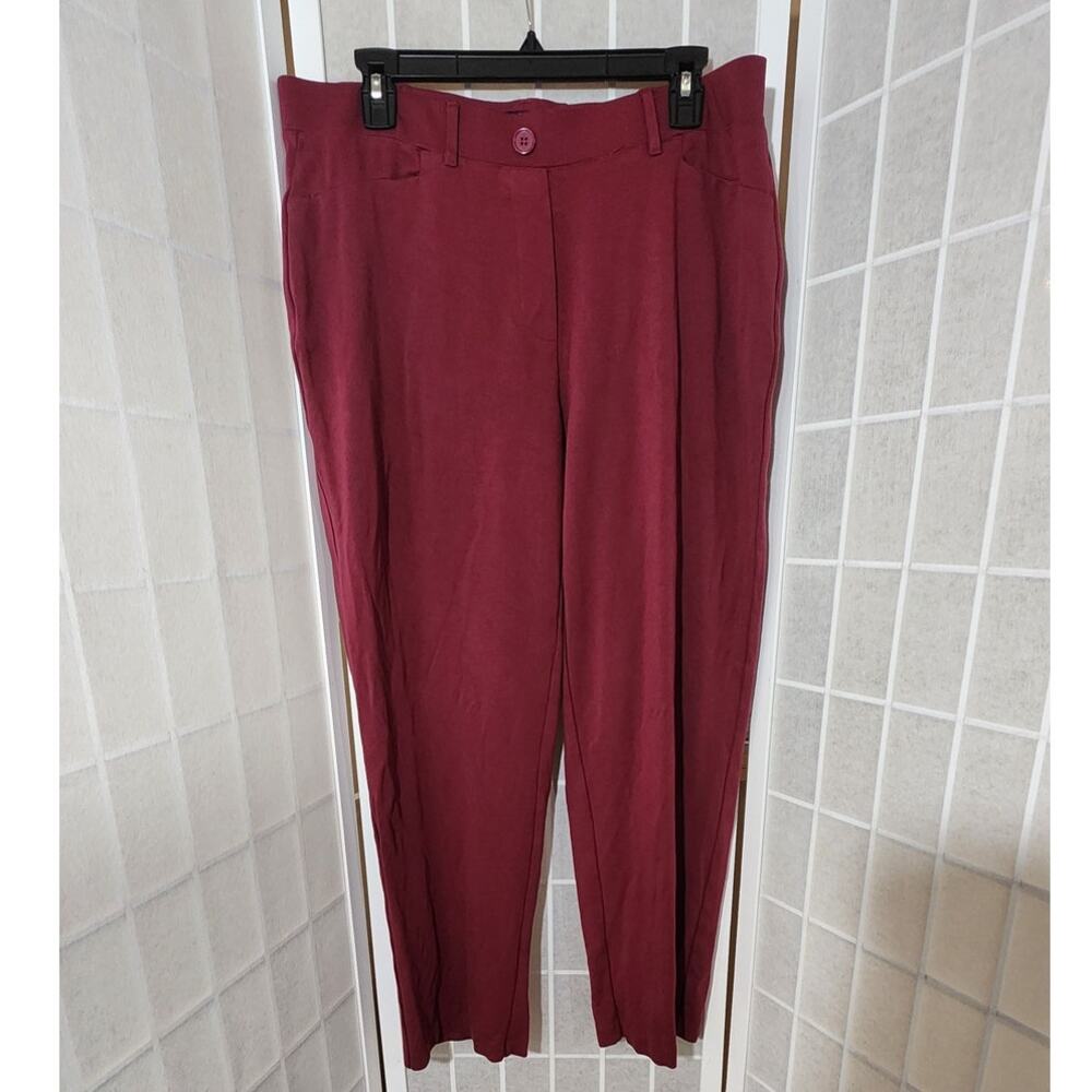 Ashley Stewart Women Burgundy Career Pull-On Pants Plus Size: 16